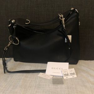 AUTHENTIC NEW Gucci Black leather hobo tote purse!